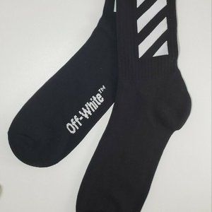 Off-White Socks Diagonal Mid Length Black White